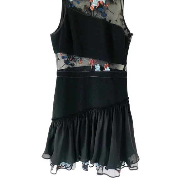 5 a 7 Cinq a Sept Aquarius Designer Embroidered Mesh Ruffle Hem Dress $450 Sz 6‍ - Picture 8 of 16
